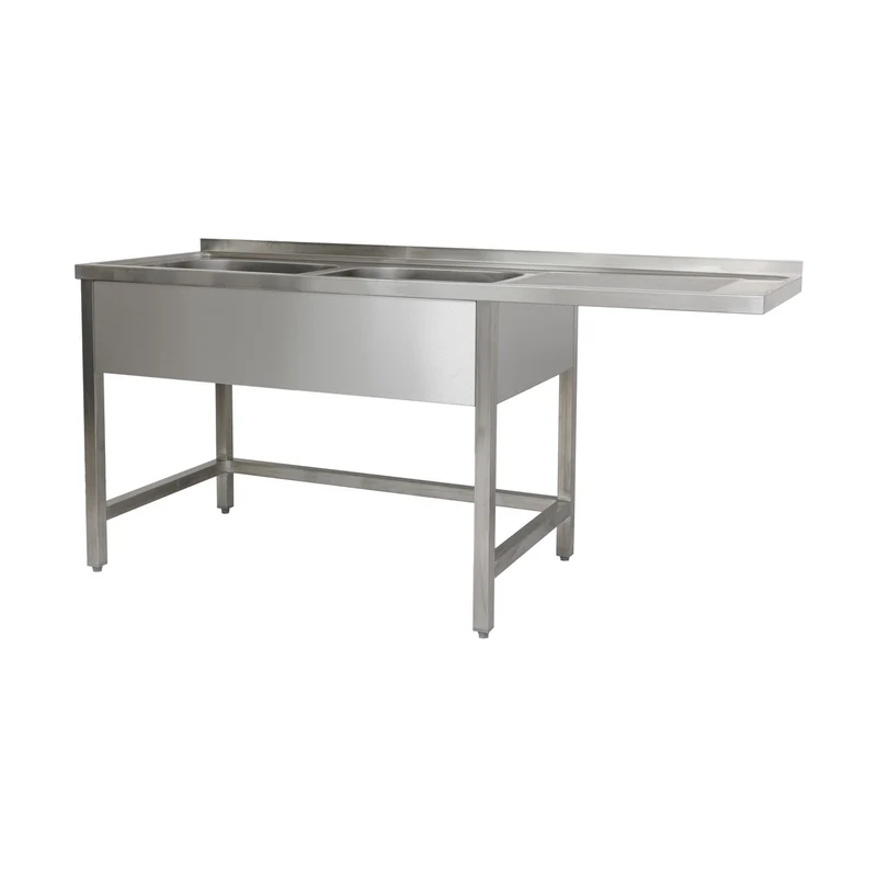 Spülzentrum 1900 x 700 x 850 mm 2 Becken links, mit Grundboden 900 mm Tiefe