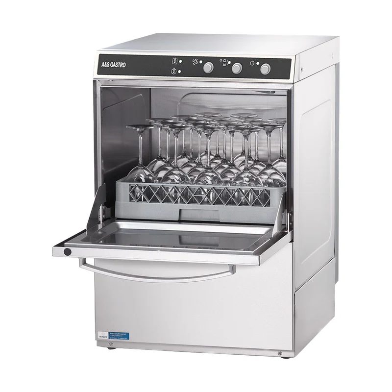 Gläserspülmaschine Universal inkl. Klarspülmitteldosierpumpe und Reinigerdosierpumpe und Ablaufpumpe – 230 V, 2,77 kW – 415x530x665 mm