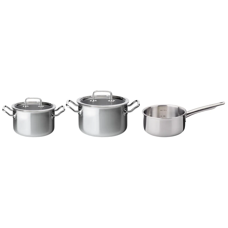 Topf-Set 3-teilig mit Glasdeckel