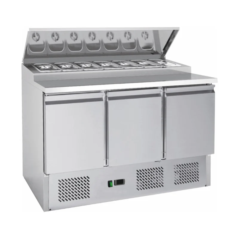 Saladette mit eingebauter Kühlung GN 1/3 – 3 Türen – Volumen: 333 Liter – 1365 x 700 x 1002 mm