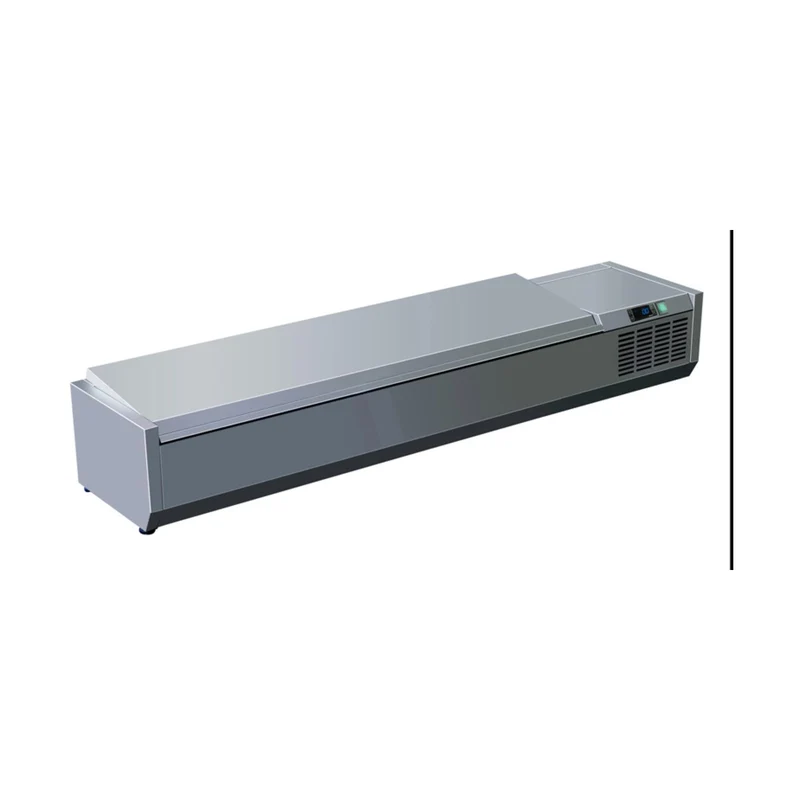 Pizzakühlaufsatz mit Edelstahldeckel 7x 1/4 GN – 1600x335x300 mm