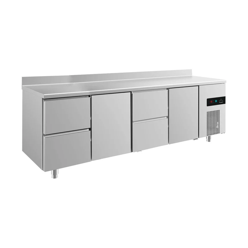 Kühltisch -2 bis +8°C 2330x700x850mm mit 2x Türen und 2x zwei Schubladen u. Aufkantung – Art.-Nr. KT4ZTZTA