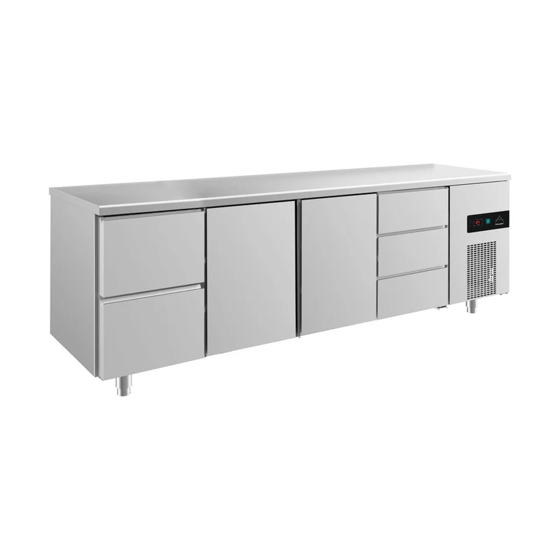 Kühltisch -2 bis +8°C 2330x700x850mm mit 2x Türen, 1x zwei Schubladen und 1x 3 Schubladen – Art.-Nr. KT4ZTTD