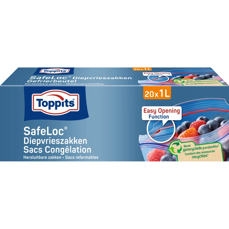 Toppits Safeloc Zip Diepvrieszakken 1L