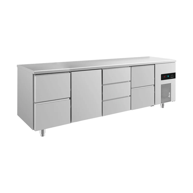 Kühltisch -2 bis +8°C 2330x700x850mm mit 1x Tür, 2x zwei Schubladen und 1x 3 Schubladen – Art.-Nr. KT4ZTDZ