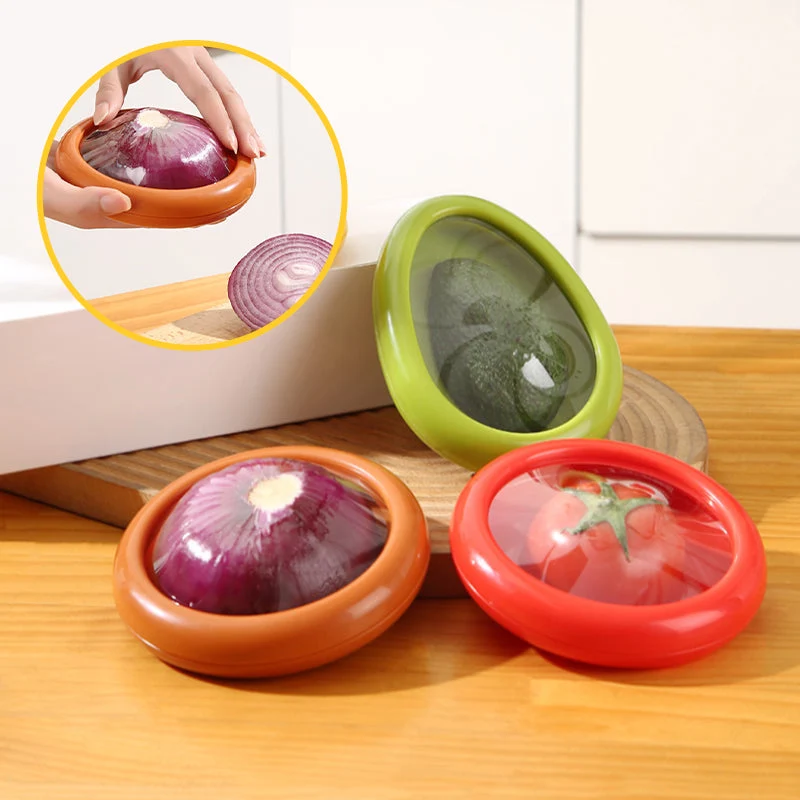 Frischebox Set 4-teilig für Obst & Gemüse | Zitronen-, Avocado-, Zwiebel- & Tomatenbox | Platzsparend, versiegelnd, lebensmittelecht
