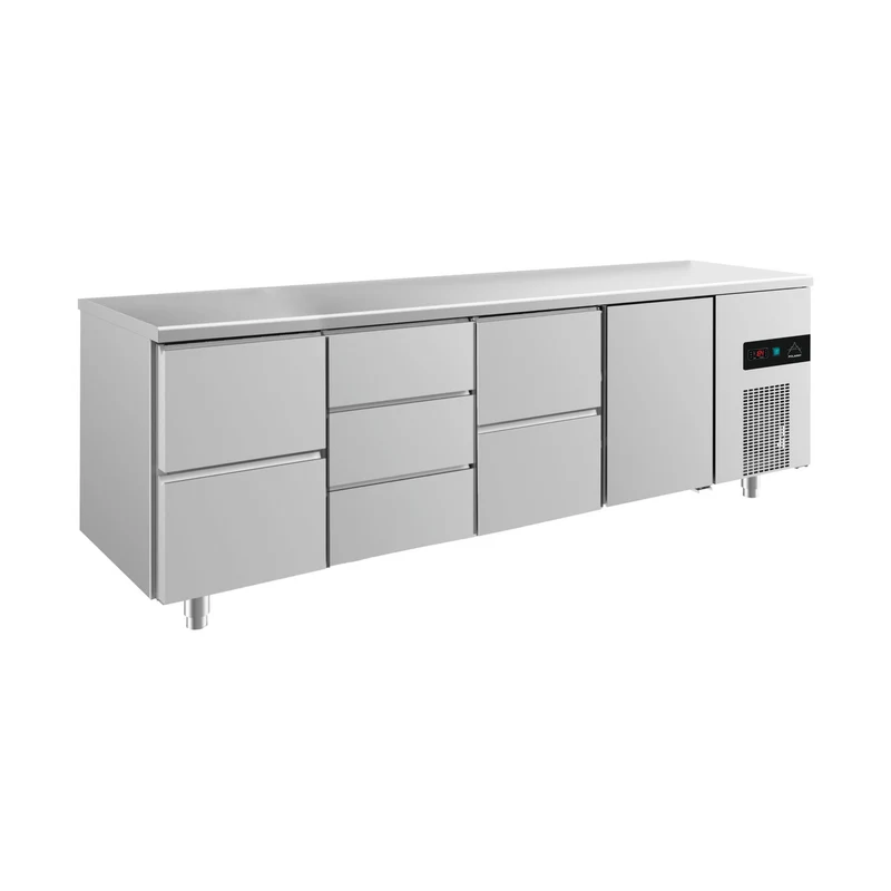 Kühltisch -2 bis +8°C 2330x700x850mm mit 1x Tür, 2x zwei Schubladen und 1x 3 Schubladen – Art.-Nr. KT4ZDZT