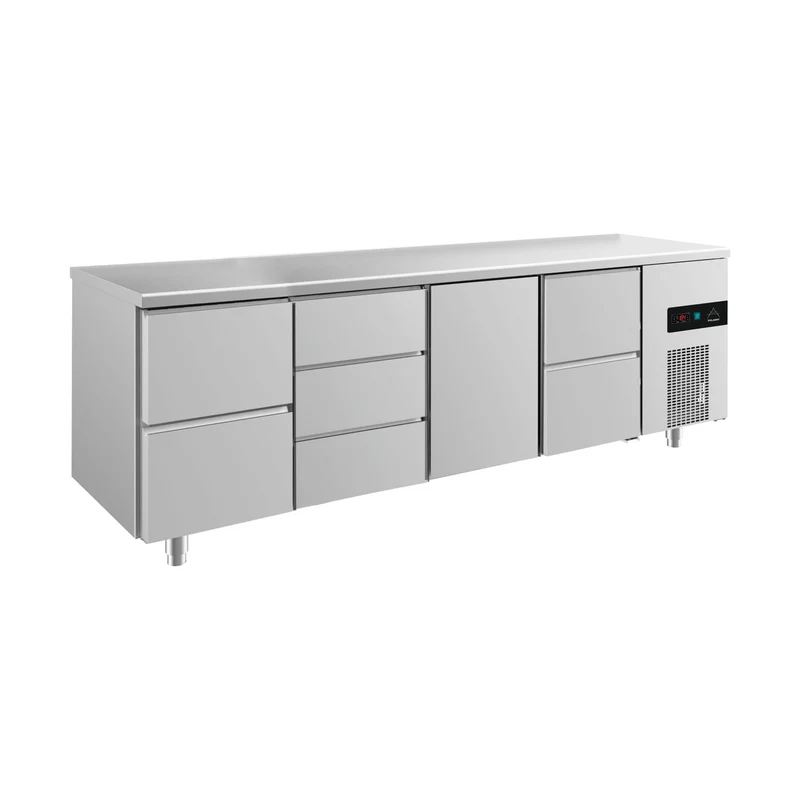 Kühltisch -2 bis +8°C 2330x700x850mm mit 1x Tür, 2x zwei Schubladen und 1x 3 Schubladen – Art.-Nr. KT4ZDTZ