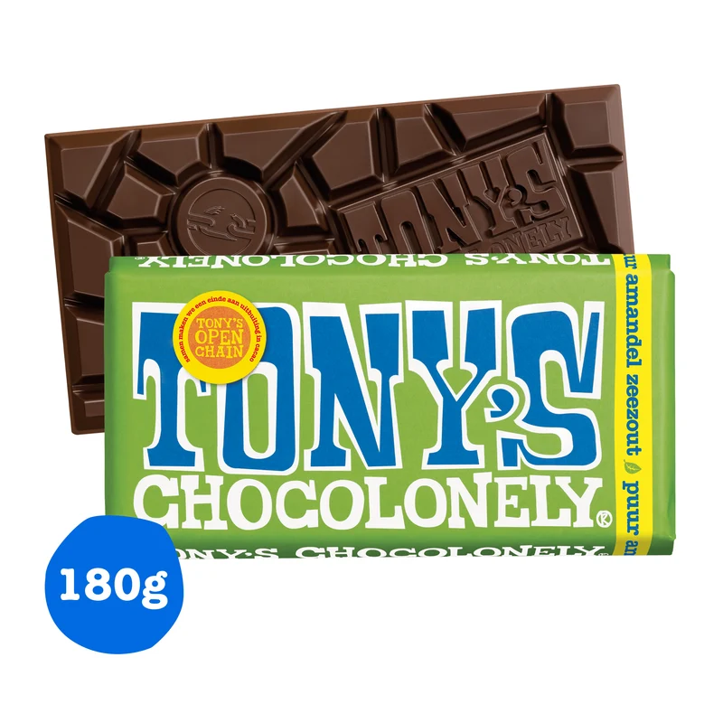 Tony's Chocolonely Chocolade Puur amandel zeezout