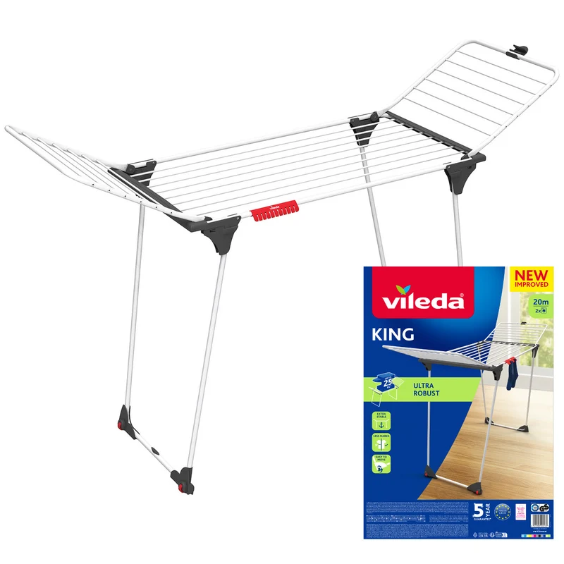Vileda King Wäschetrockner mit dicken Aluminiumstangen