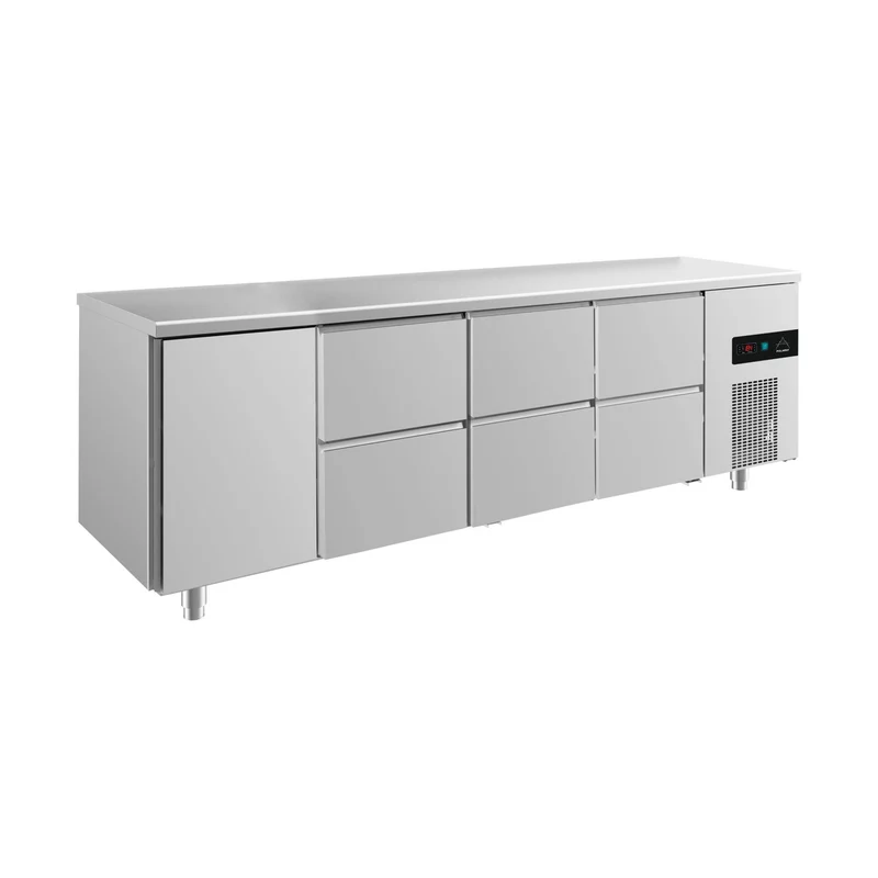 Kühltisch -2 bis +8°C 2330x700x850mm mit 1x Tür und 3x zwei Schubladen – Art.-Nr. KT4TZZZ