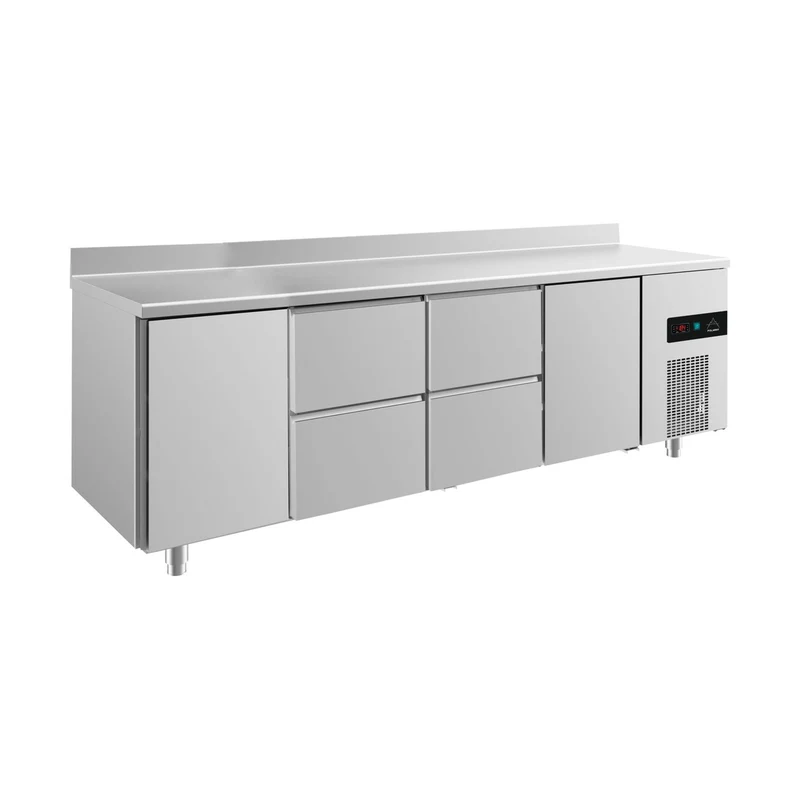 Kühltisch -2 bis +8°C 2330x700x850mm mit 2x Türen und 2x zwei Schubladen u. Aufkantung – Art.-Nr. KT4TZZTA