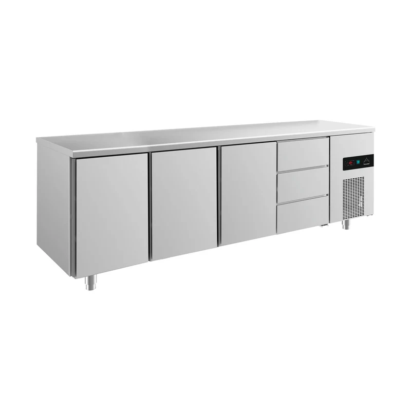 Kühltisch -2 bis +8°C 2330x700x850mm mit 3x Türen und 1x drei Schubladen – Art.-Nr. KT4TTTD