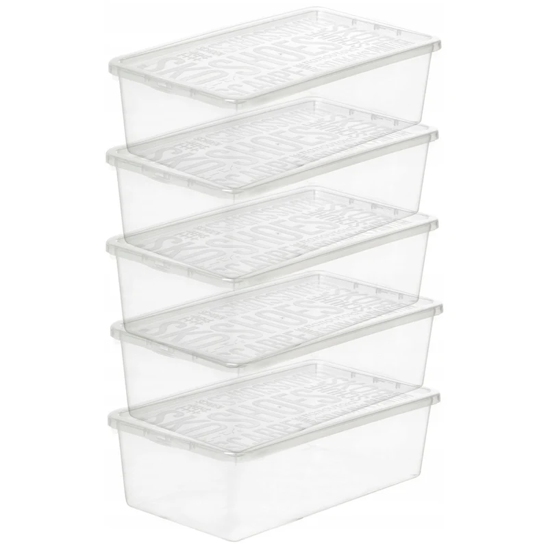 Basic Schuhbox Transparent 5x Frauenschuhkarton Schuhkarton Schuhbehälter Aufbewahrungsbehälter