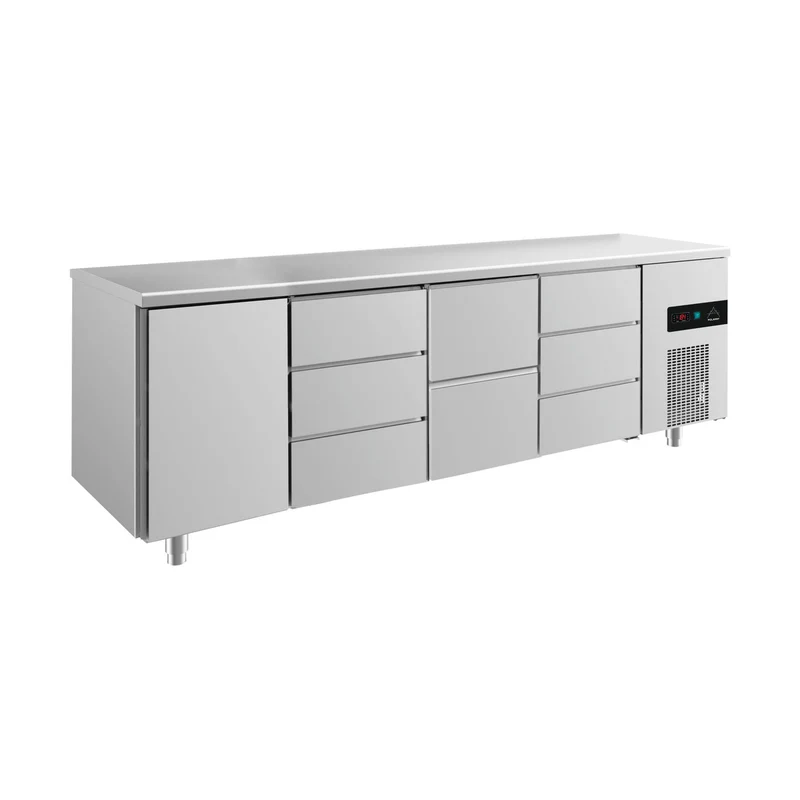 Kühltisch -2 bis +8°C 2330x700x850mm mit 1x Tür, 1x zwei Schubladen und 2x 3 Schubladen – Art.-Nr. KT4TDZD