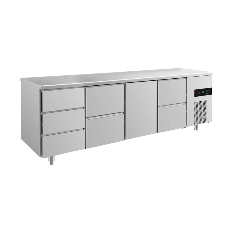 Kühltisch -2 bis +8°C 2330x700x850mm mit 1x Tür, 2x zwei Schubladen und 1x 3 Schubladen – Art.-Nr. KT4DZTZ