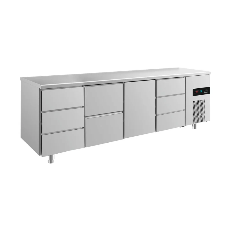 Kühltisch -2 bis +8°C 2330x700x850mm mit 1x Tür, 1x zwei Schubladen und 2x 3 Schubladen – Art.-Nr. KT4DZTD