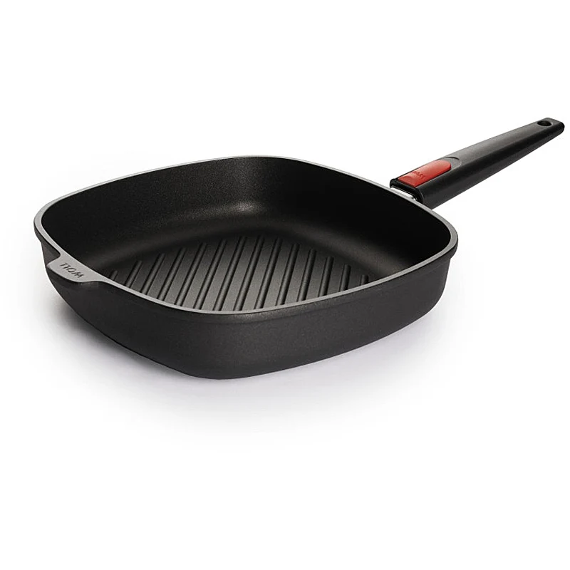 WOLL Nowo Induktion Line Guss-Steakpfanne, viereckig 28 x 28 cm; 6,5 cm hoch mit Rillen 1628-1IL