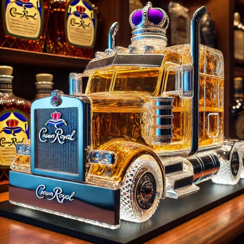 Whiskeyflasche in LKW-Form (Sattelschlepper) | Glas-Dekanter für Bar & Man Cave | Geschenk für Trucker und Whiskey-Fans