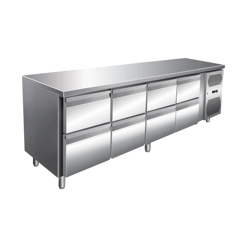 VIP Kühltisch mit 4x 2 Schubladen -2 bis +8°C 2.230x700x860 mm