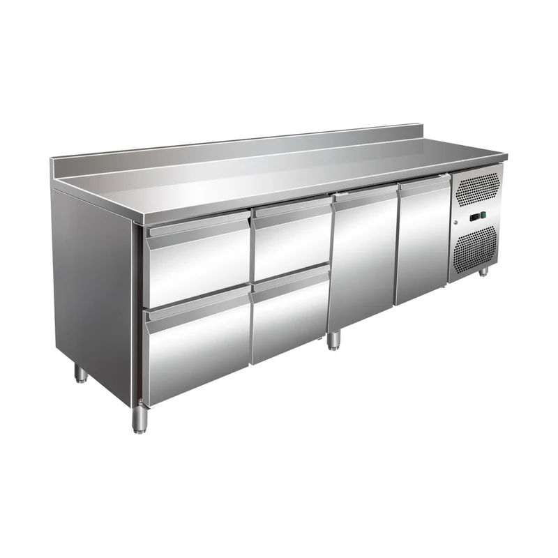 VIP Kühltisch mit 2x 2 Schubladen und 2 Türen und Aufkantung -2 bis +8°C 2.230x700x960 mm