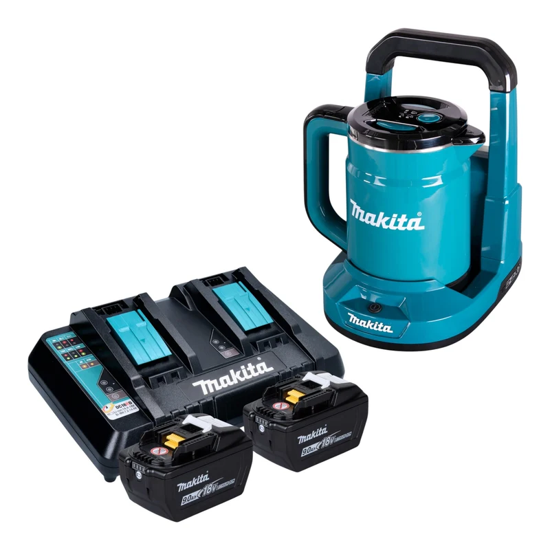 Makita DKT 360 Z Akku Wasserkocher 36 V ( 2x 18 V ) 0,8 L + 2x Akku 9,0 Ah + Ladegerät