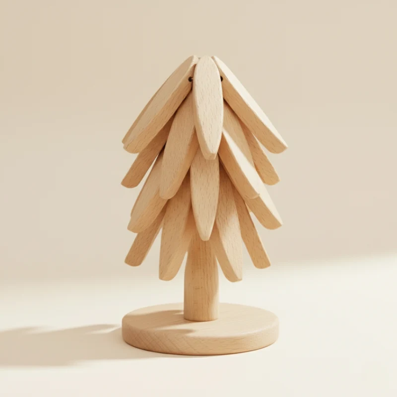Holz-Untersetzer Set mit Halter | 3 Hitzebeständige Topfuntersetzer aus Hartholz | Stapelbar für Küche & Esstisch