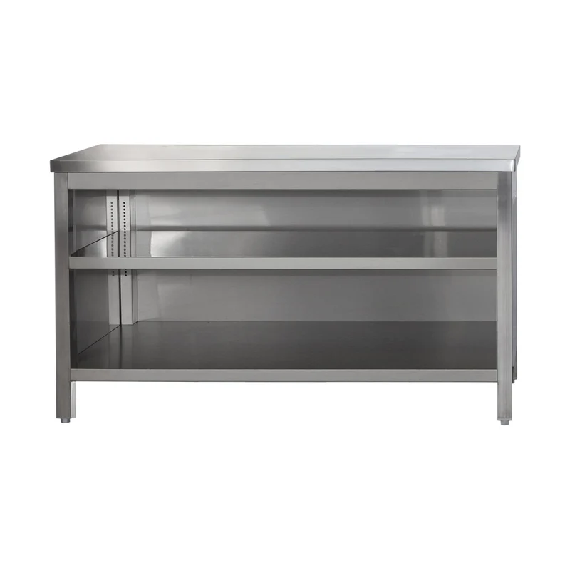Edelstahl Arbeitsschrank offen mit höhenverstellbaren Zwischenboden – Bautiefe 700mm – AISI 304 – Breite 800 mm