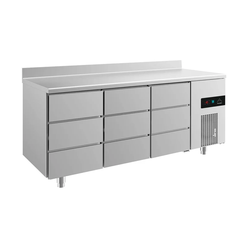 Kühltisch -2 bis +8°C 1865x700x850mm mit 3x drei Schubladen u. Aufkantung