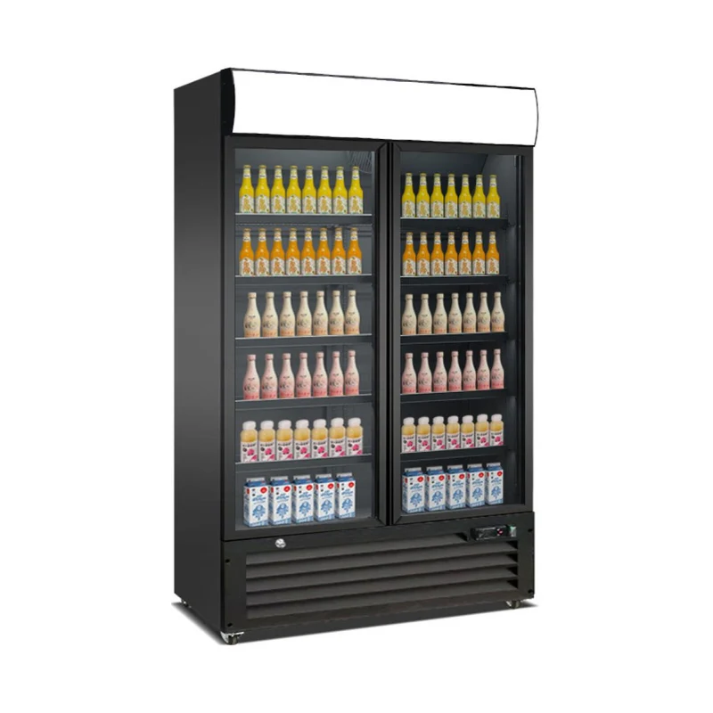 Getränkeühlschrank mit Display und 2 Flügeltüren 750 Liter – 1120x610x1975 mm – schwarz
