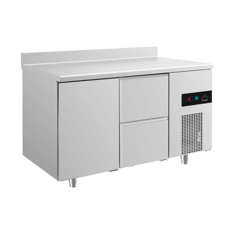 Kühltisch -2 bis +8°C 1400x700x850mm mit 1x Tür und 1x zwei Schubladen u. Aufkantung – Art.-Nr. KT2TZA