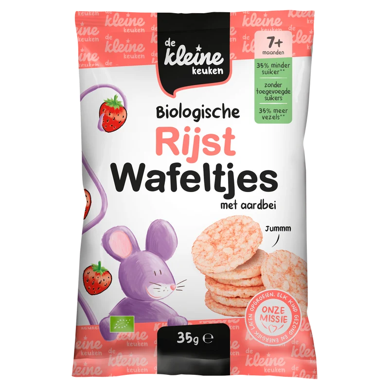 De Kleine Keuken Bio Rijstwafeltjes met aardbei