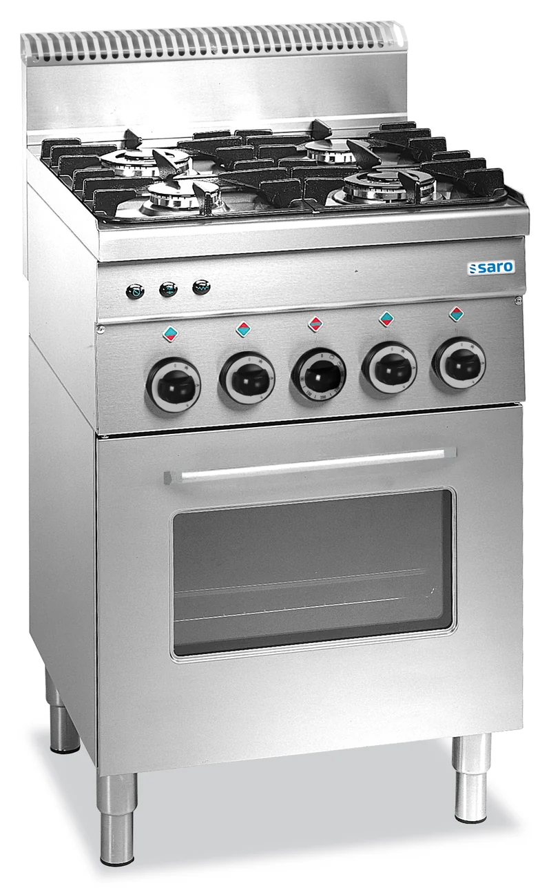 Saro Gasherd mit Gasbackofen, 4 Brenner 600 Line G4SF6
