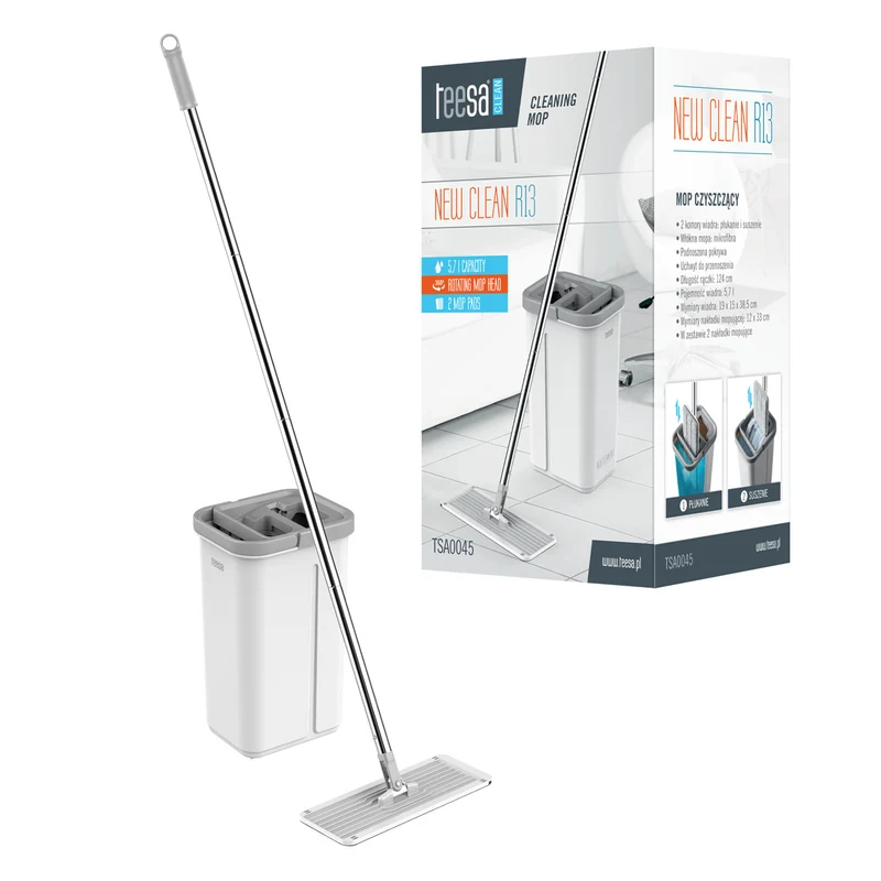 Teesa Flachmopp, Zwei-Kammer-Eimer, Fassungsvermögen 5,7 l, New Clean R13, Teesa