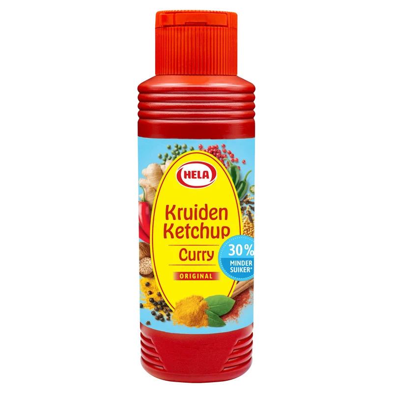 Hela Kruiden ketchup curry minder suiker