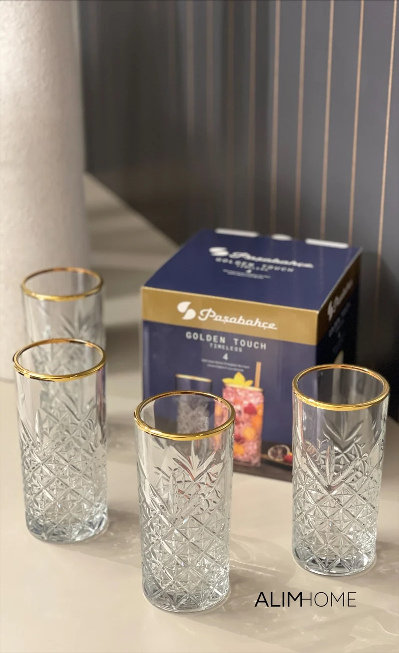Pasabahce Timeless Golden Touch 4 teilig Longdrinkglas 295ml
