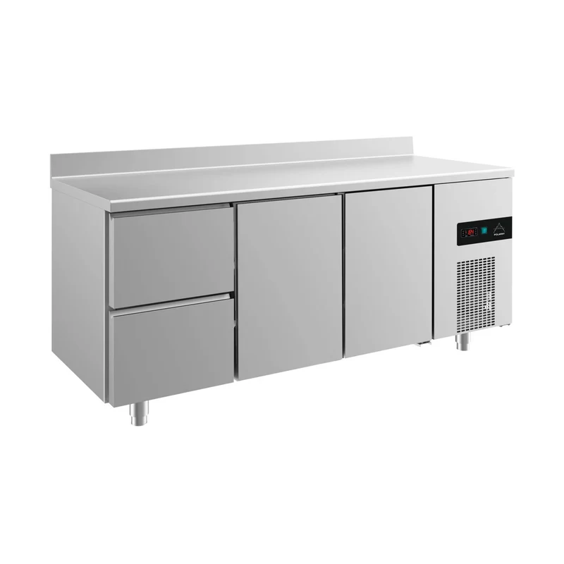 Kühltisch -2 bis +8°C 1865x700x850mm mit 2x Türen und 1x zwei Schubladen u. Aufkantung – Art.-Nr. KT3ZTTA