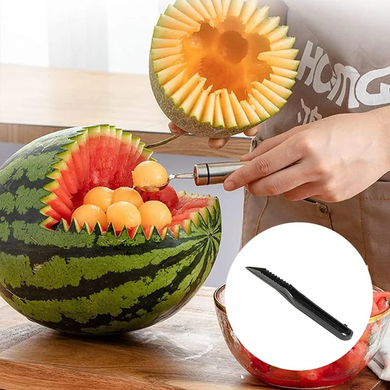 Spiralschneider & V-Schneider Set für Obst- und Gemüsedekoration | Präzise Garnituren & kreative Präsentation | Schwarzes Küchenwerkzeug