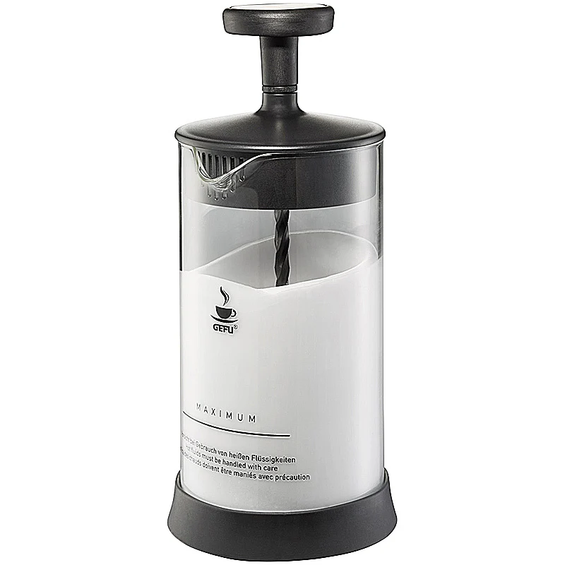 GEFU Set Milchaufschäumer ANTONIO + 2 x Latte Macchiato Gläser (350ml)