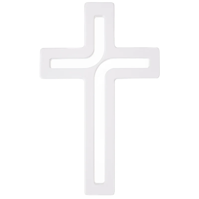 Hängendes Kreuz aus Buchenholz Modern Wandkreuz Kruzifix Glatte Oberfläche Hängend Holzkreuz (Weiß, 25x16x1,6cm)