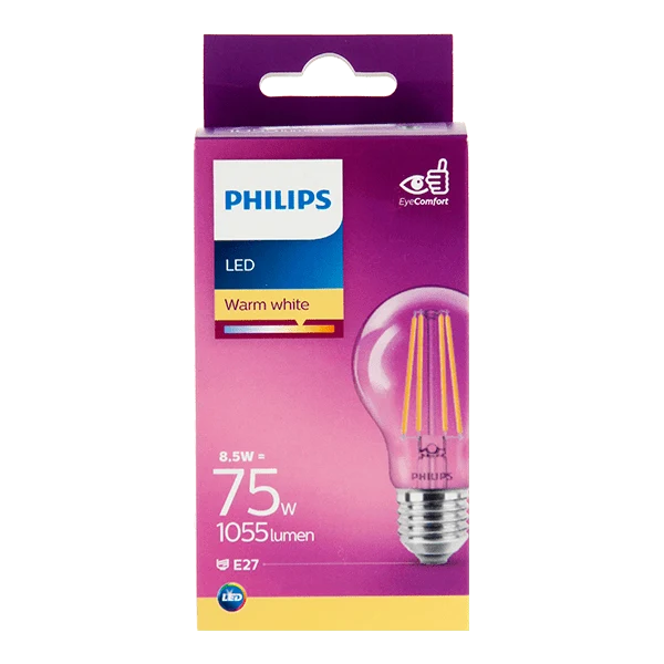 Philips LED filament bulb 75W E27 box