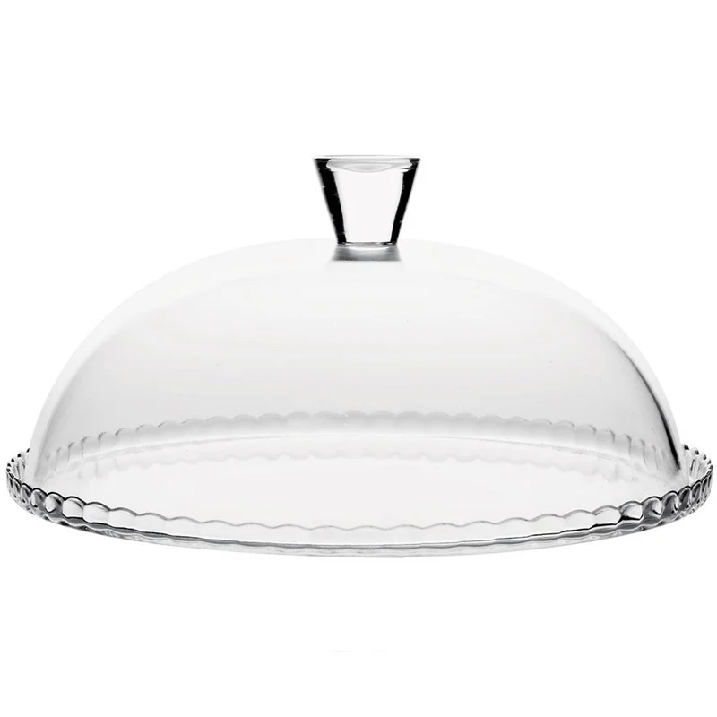 Pasabahce Tortenplatte mit Haube, Glasplatte mit Glasschirm, 32 cm