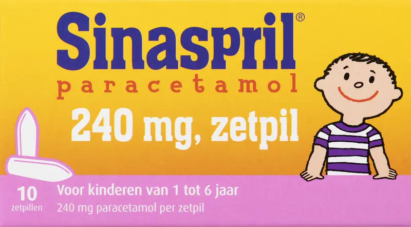 Sinaspril Paracetamol 240mg zetpil voor 1-6 jaar