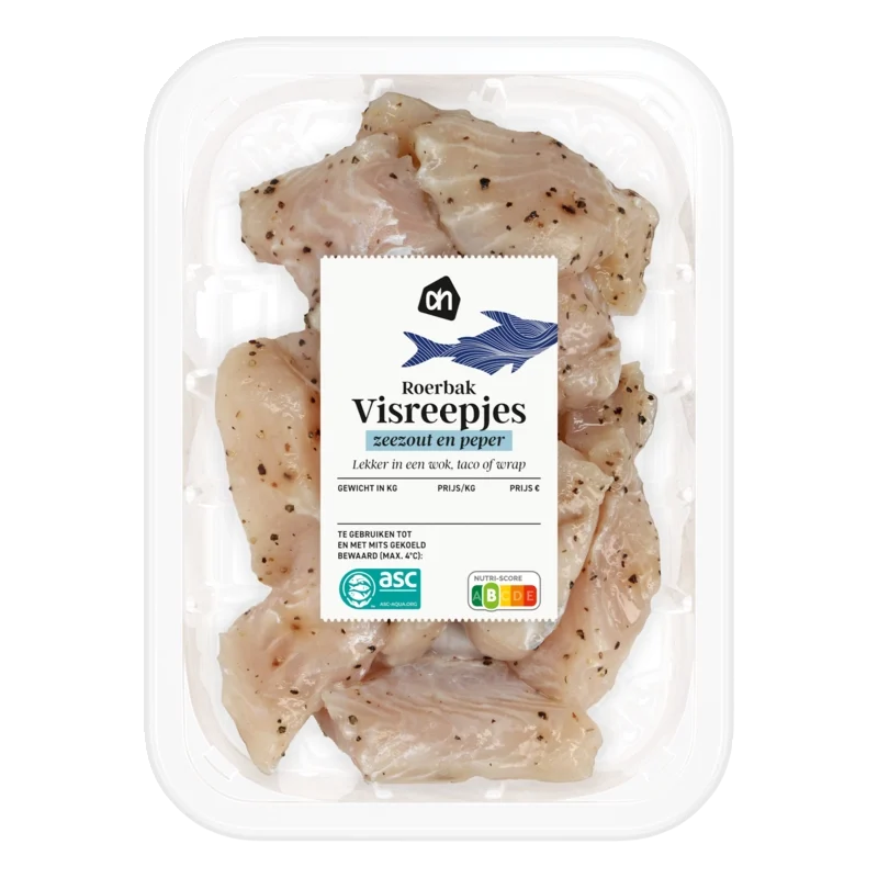 Roerbak visreepjes zeezout en peper
