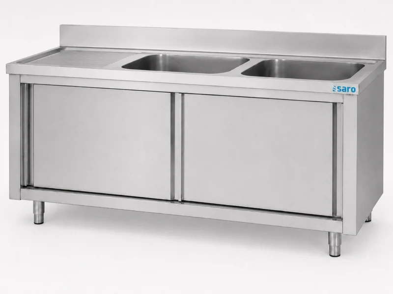 Saro Spülschrank mit Schiebetüren 2000mm, 2 Becken rechts