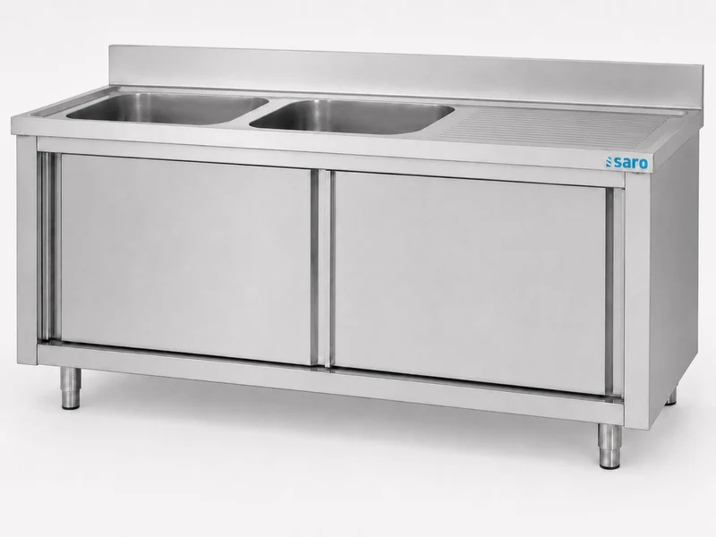 Saro Spülschrank mit Schiebetüren 1800mm, 2 Becken links
