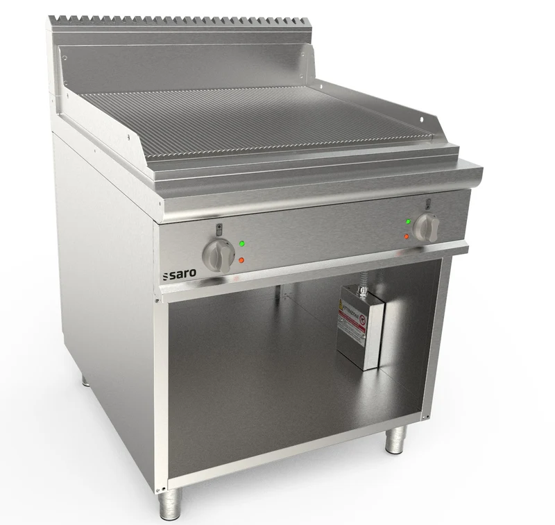 Saro Elektrogriddleplatte 800 mm breit Stand gerillt Modell LQ / FTG4BAR