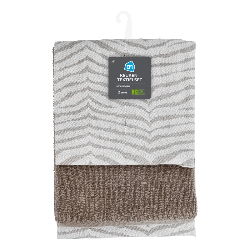 Keuken- en theedoek taupe set van 2