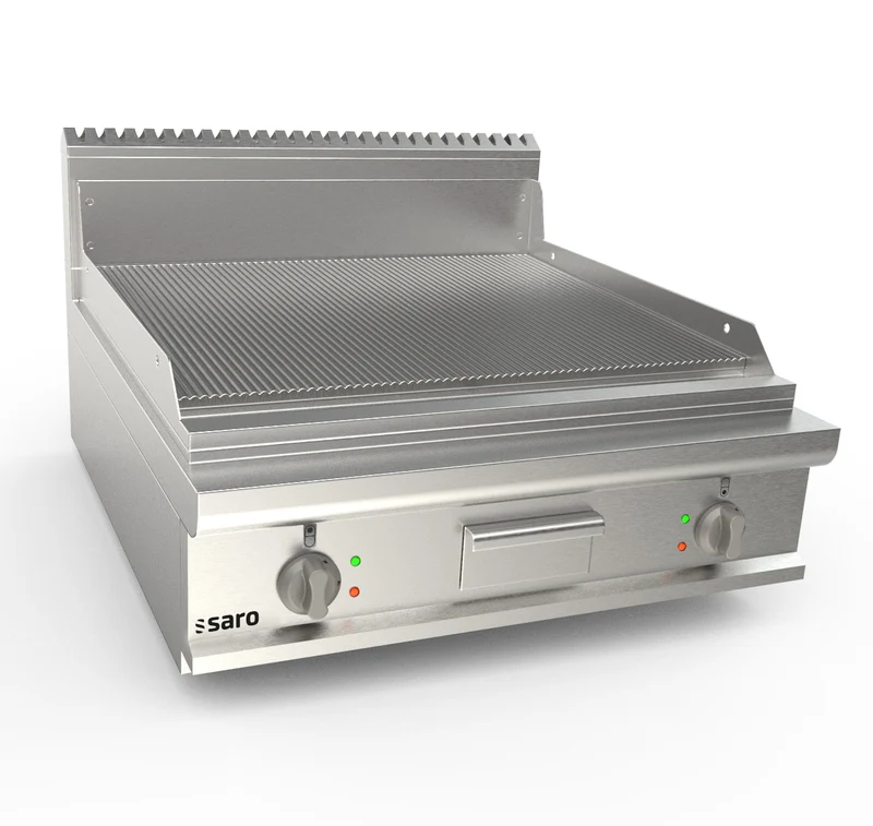 Saro Elektrogriddleplatte 800 mm breit Tisch gerillt Modell LQ / FTE4BBR