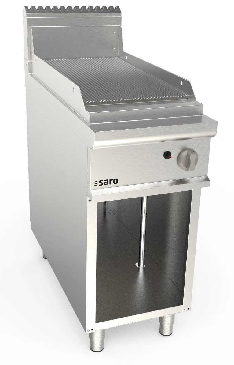 Saro Gasgriddleplatte 400 mm breit Standgerät gerillt Modell LQ / FTG2BAR